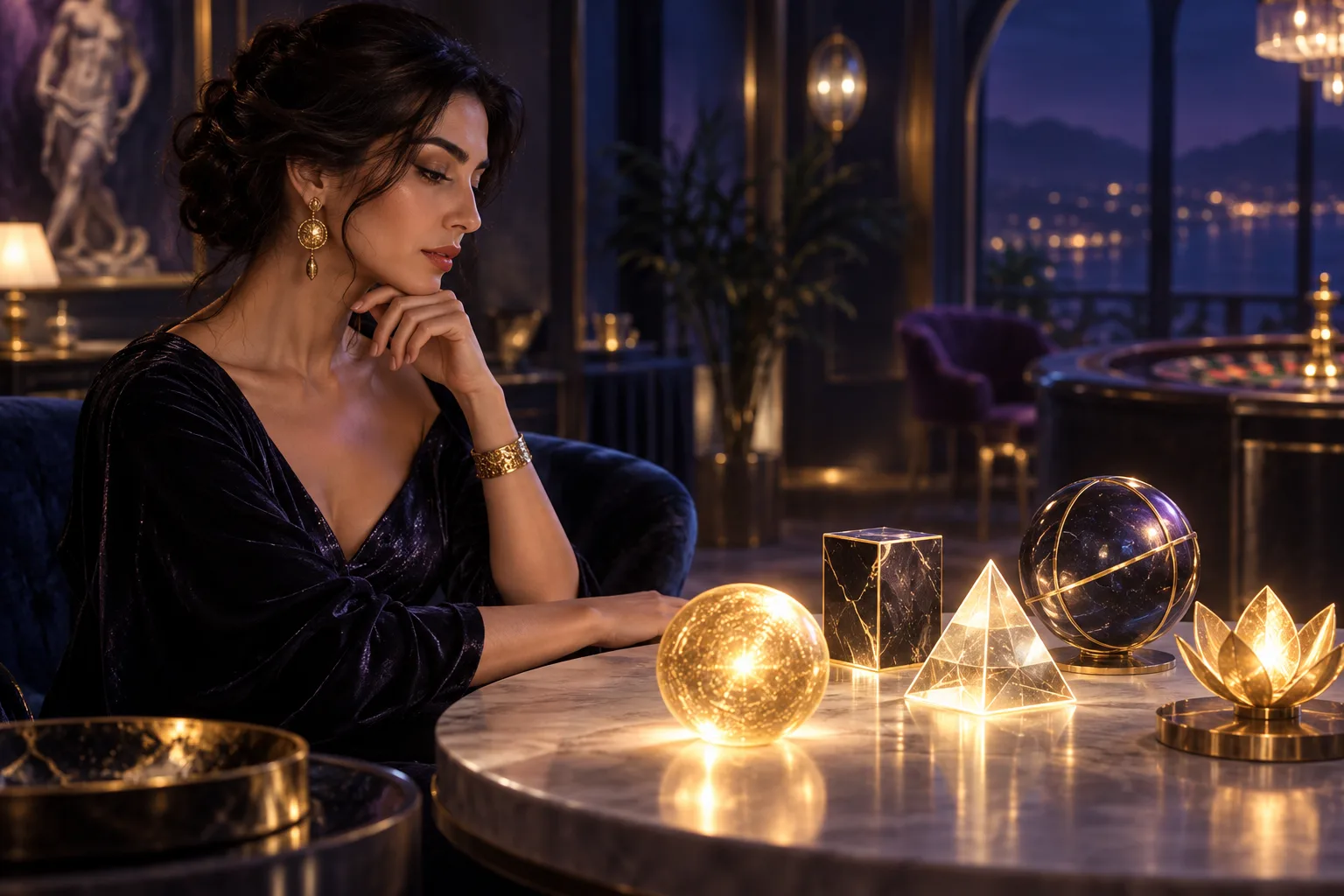 Casino atmosferinde promosyon bilgilerini araştıran kadın