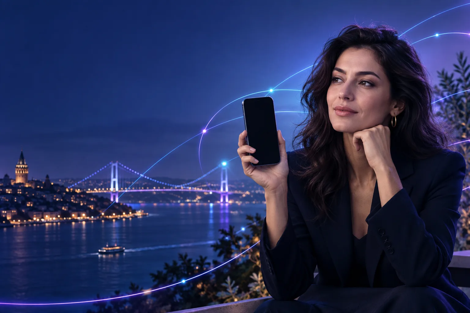 Mobil kullanım bilgilerini değerlendiren kadın
