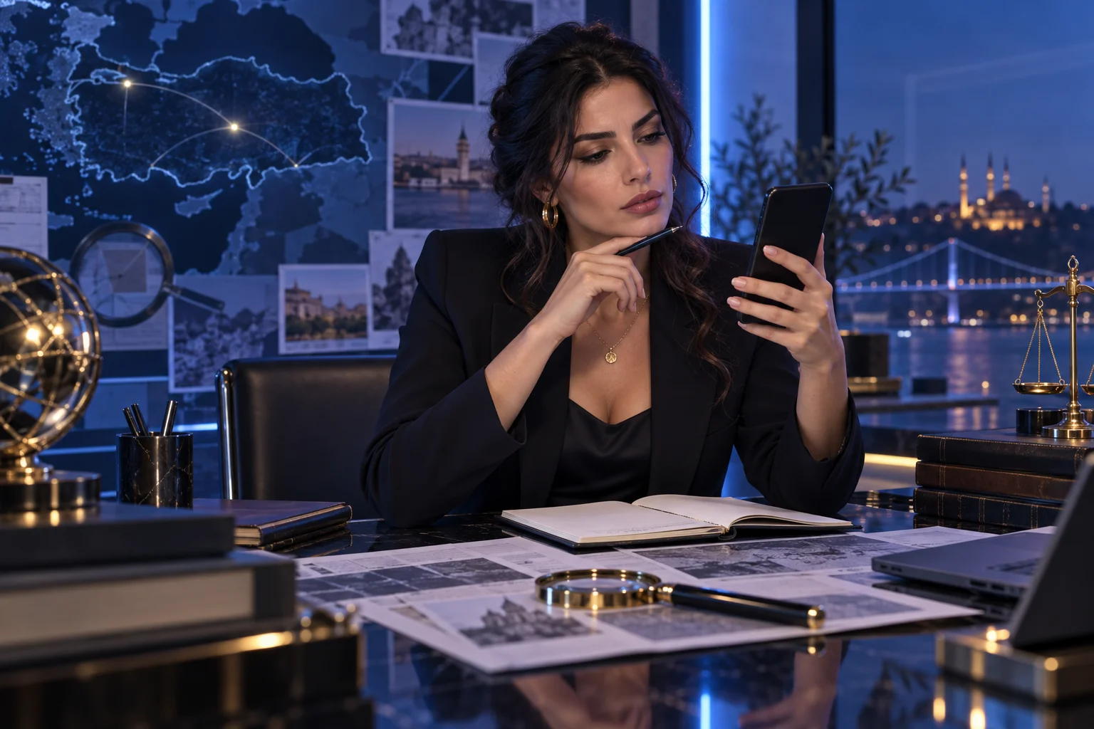 Mağaza referanslarını telefonla araştıran kadın
